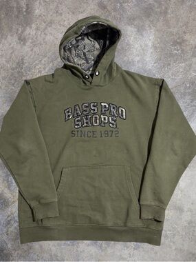 Bass Pro Shops Men's Olive Green Hooded Sweatshirt
